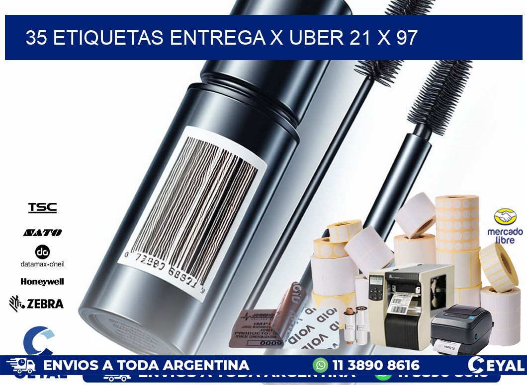 35 ETIQUETAS ENTREGA X UBER 21 x 97