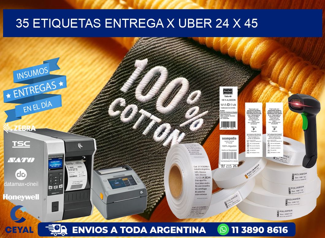 35 ETIQUETAS ENTREGA X UBER 24 x 45