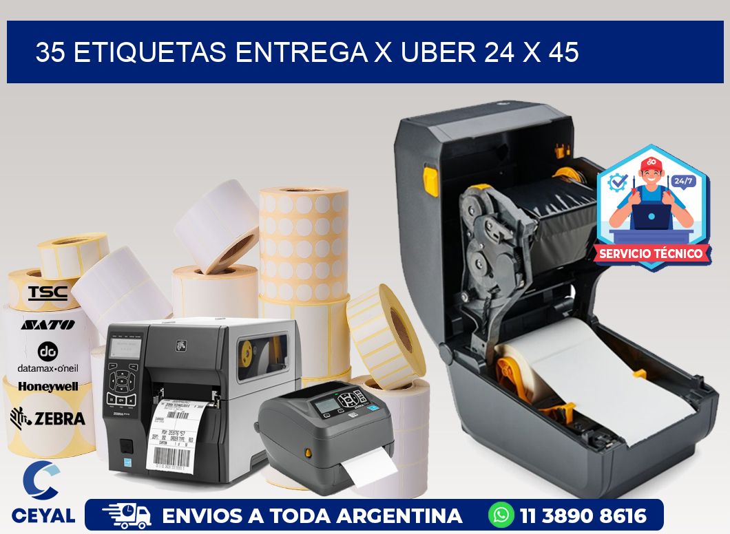 35 ETIQUETAS ENTREGA X UBER 24 x 45