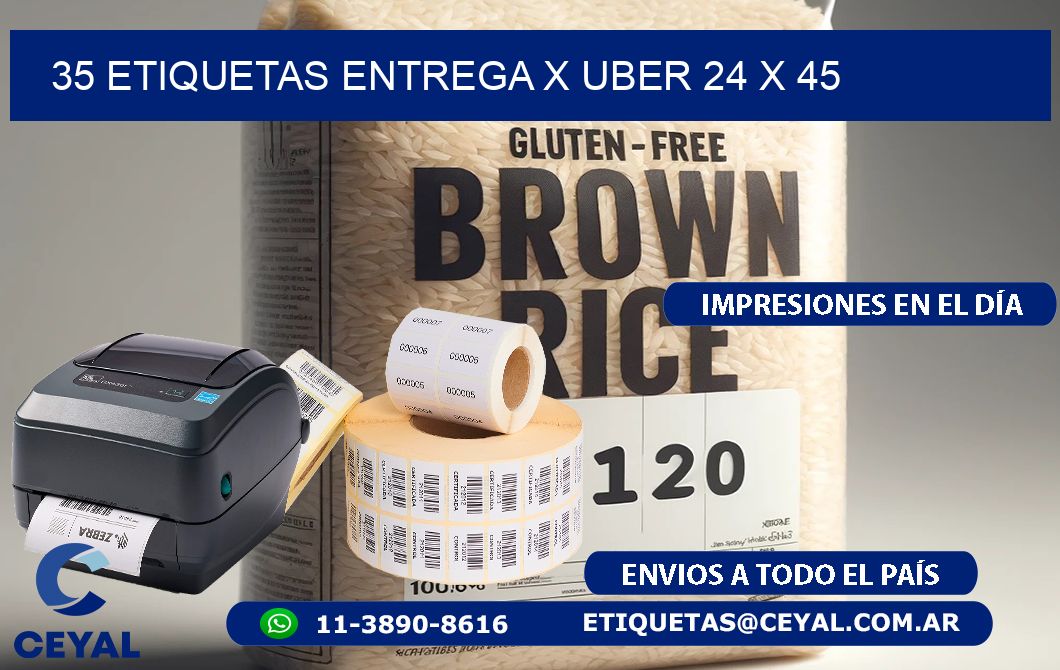 35 ETIQUETAS ENTREGA X UBER 24 x 45