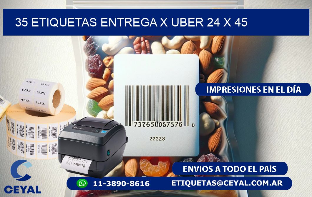 35 ETIQUETAS ENTREGA X UBER 24 x 45