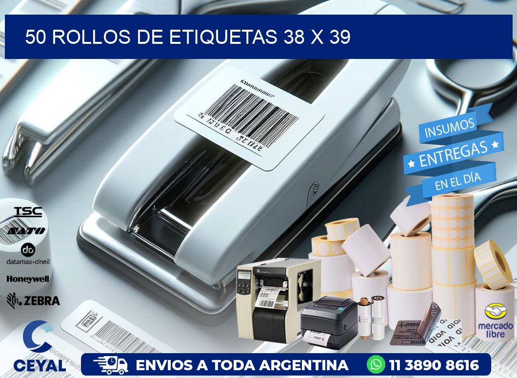 50 ROLLOS DE ETIQUETAS 38 x 39