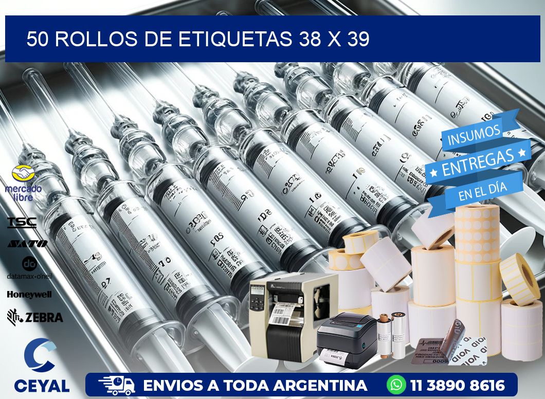 50 ROLLOS DE ETIQUETAS 38 x 39