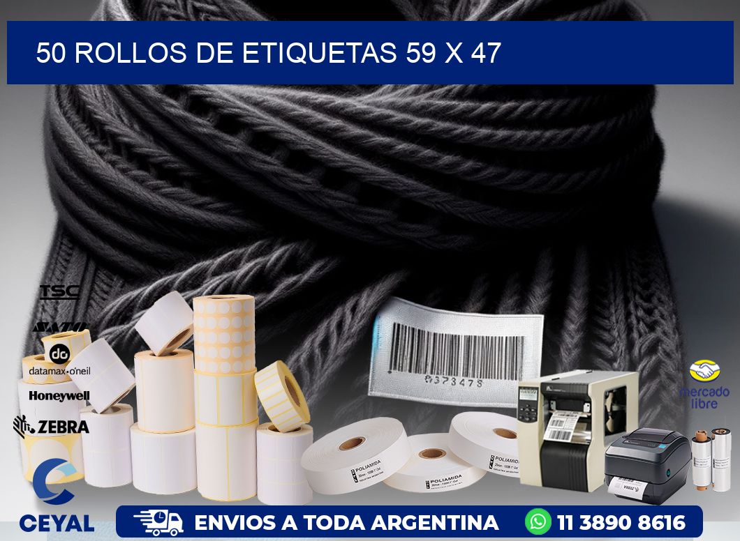 50 ROLLOS DE ETIQUETAS 59 x 47