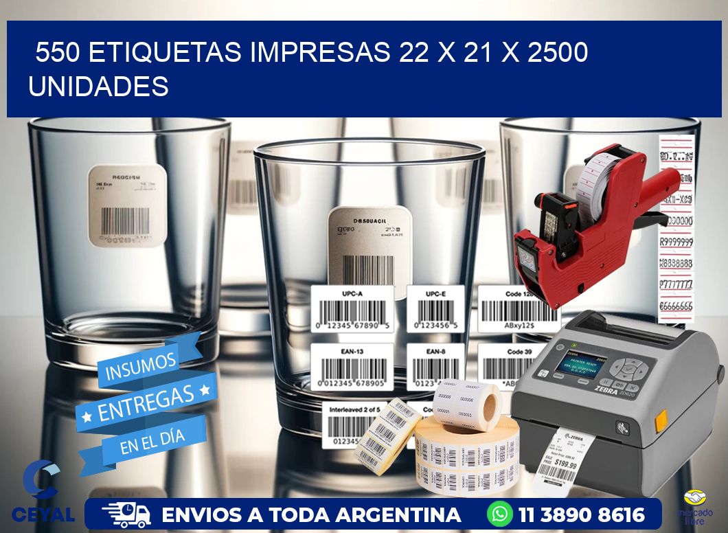 550 ETIQUETAS IMPRESAS 22 x 21 X 2500 UNIDADES