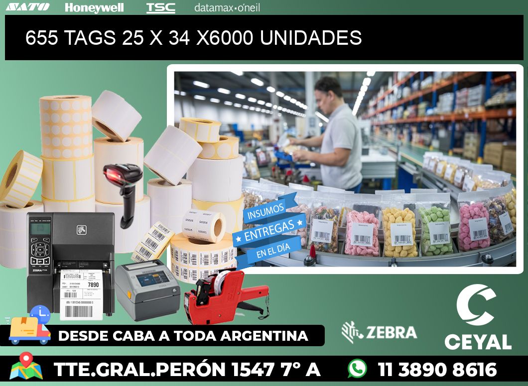 655 TAGS 25 x 34 X6000 UNIDADES