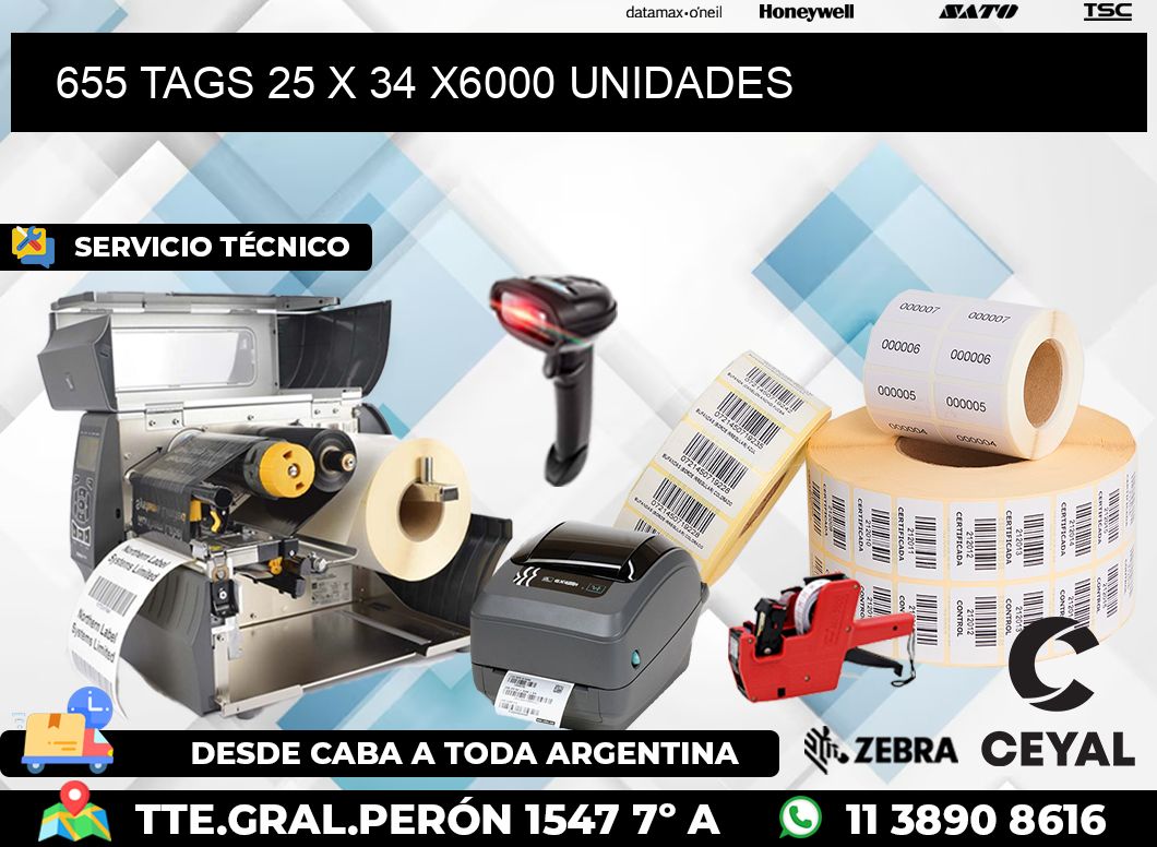 655 TAGS 25 x 34 X6000 UNIDADES