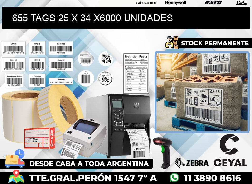 655 TAGS 25 x 34 X6000 UNIDADES