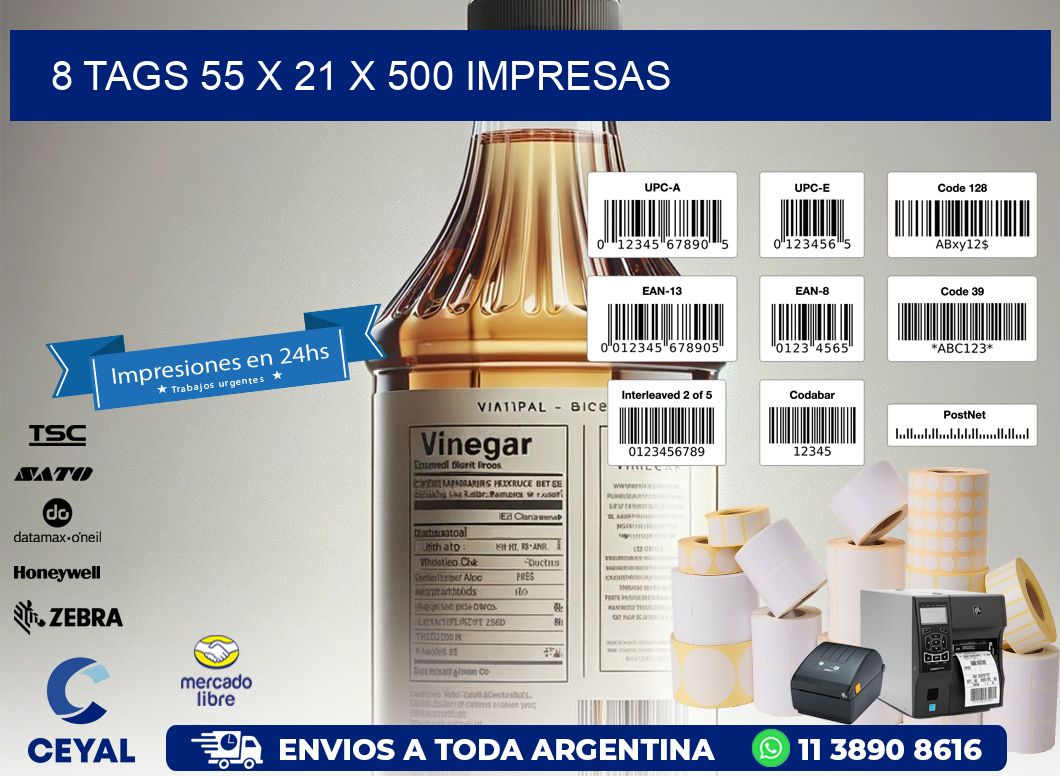 8 TAGS 55 x 21 X 500 IMPRESAS