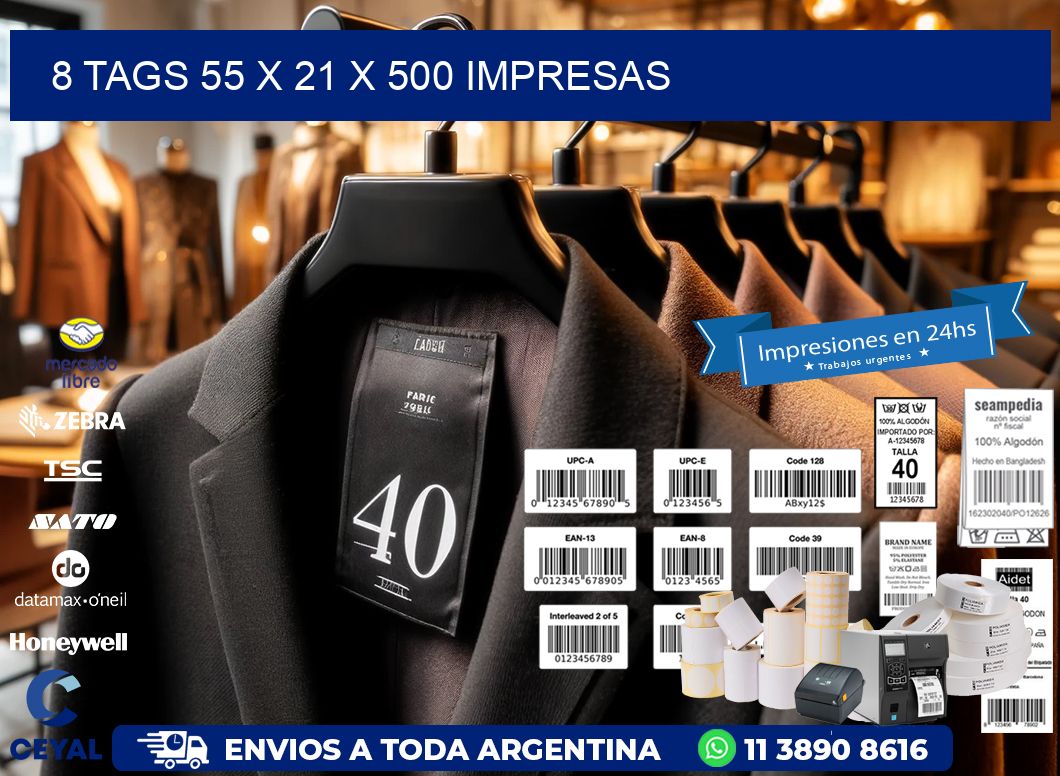 8 TAGS 55 x 21 X 500 IMPRESAS