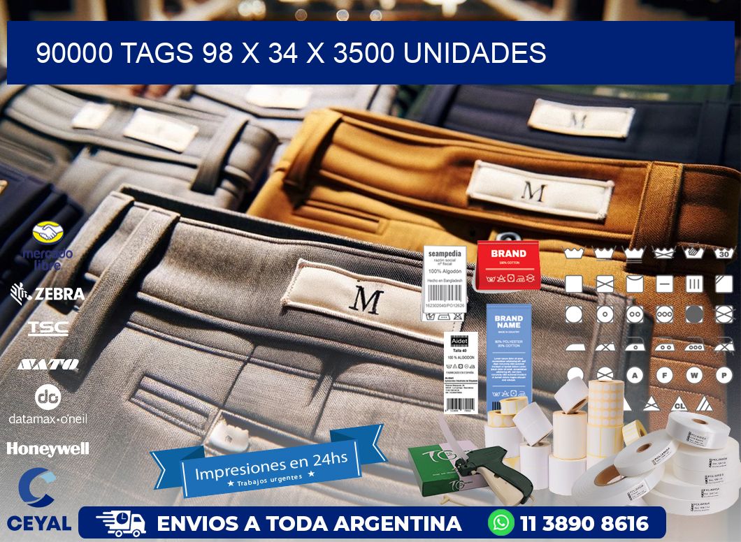90000 TAGS 98 x 34 X 3500 UNIDADES