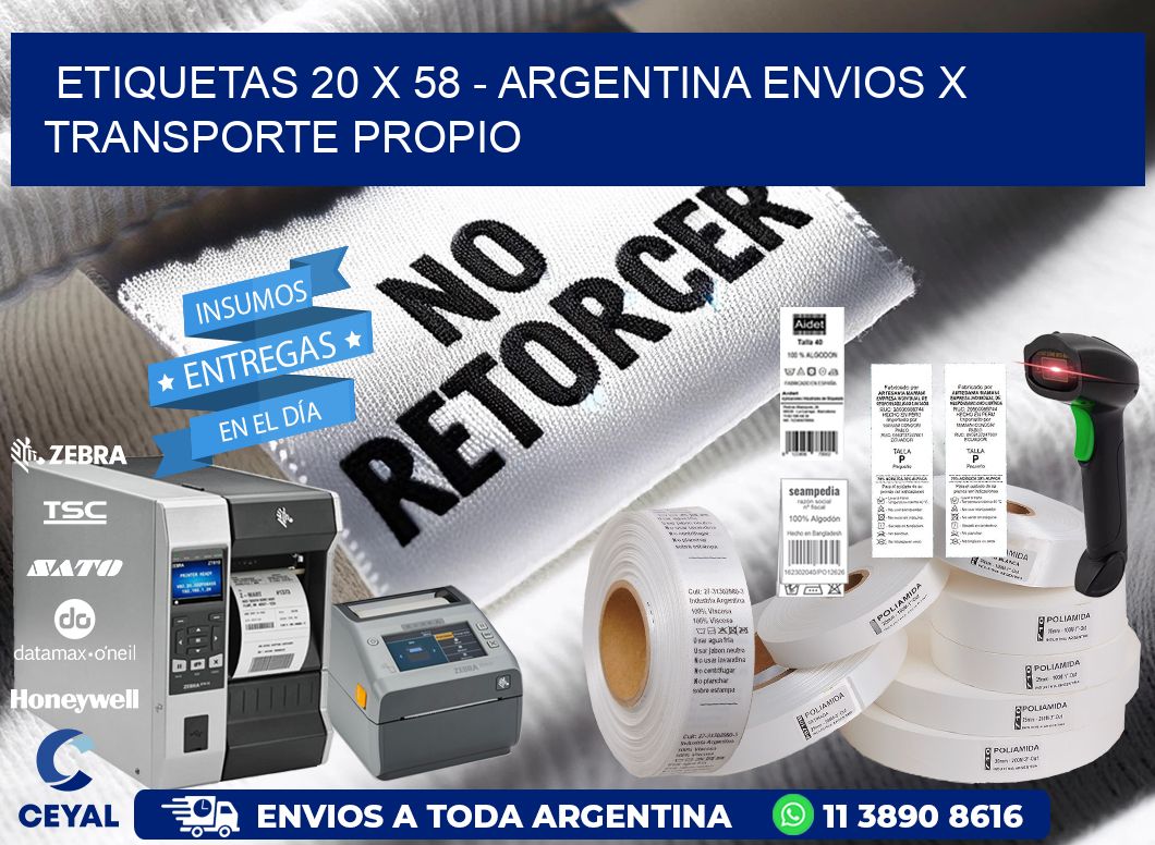 ETIQUETAS 20 x 58 - ARGENTINA ENVIOS X TRANSPORTE PROPIO