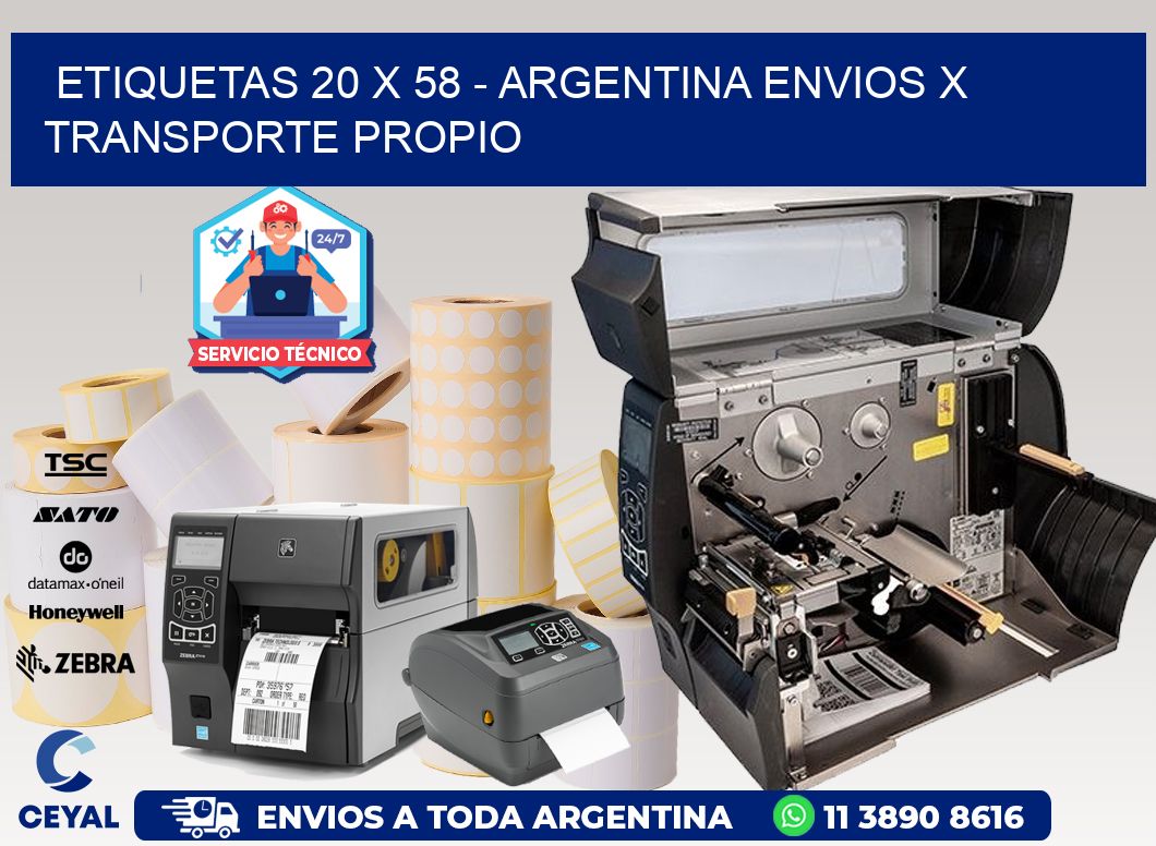 ETIQUETAS 20 x 58 - ARGENTINA ENVIOS X TRANSPORTE PROPIO