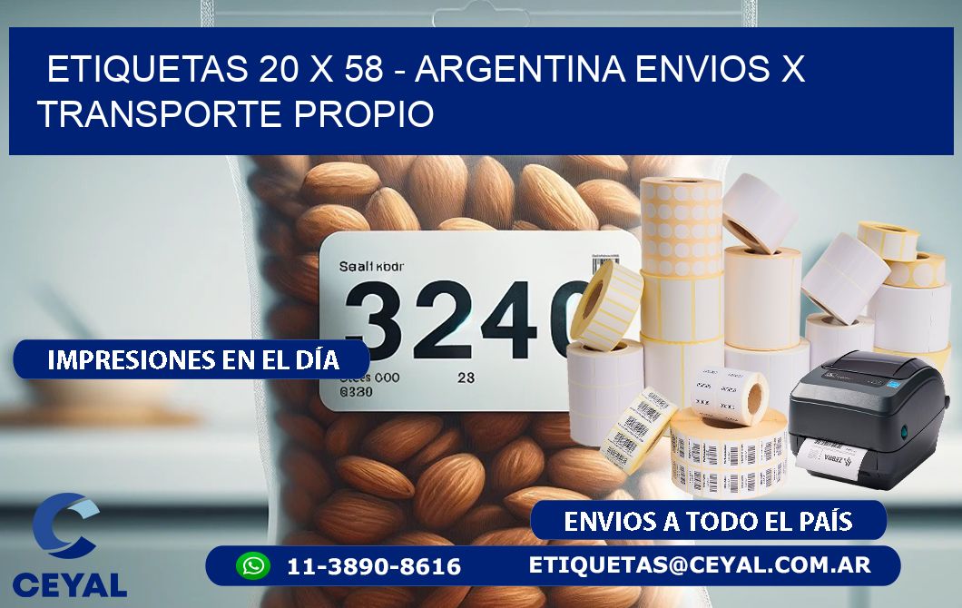 ETIQUETAS 20 x 58 - ARGENTINA ENVIOS X TRANSPORTE PROPIO