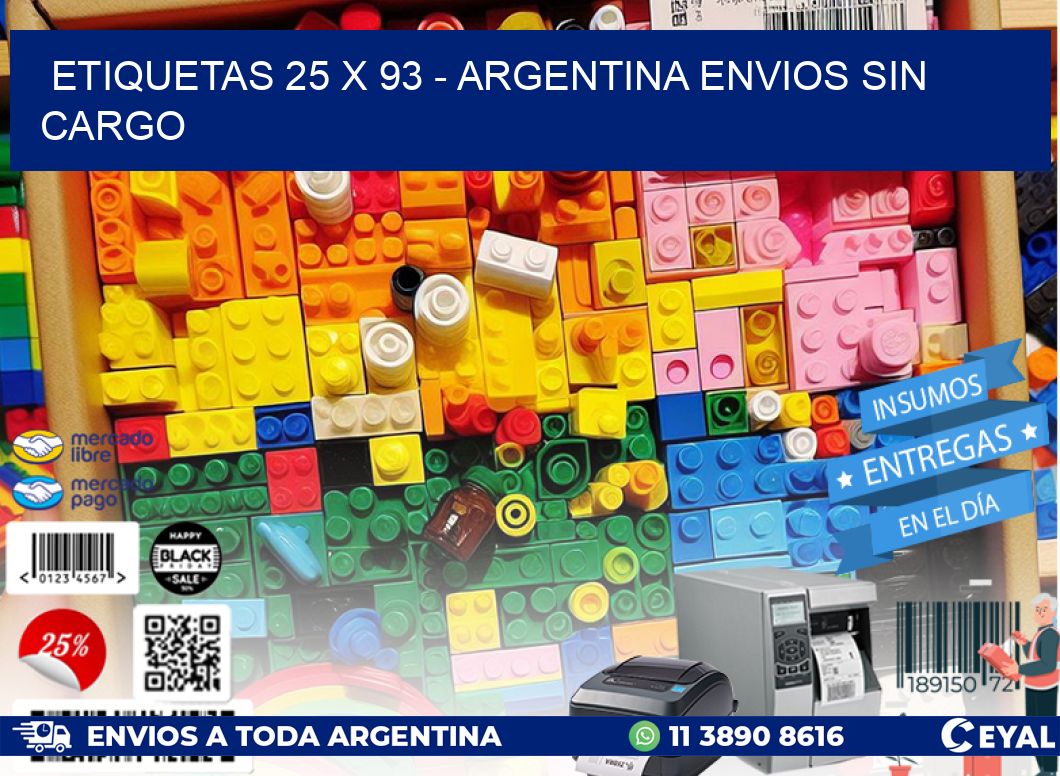 ETIQUETAS 25 x 93 - ARGENTINA ENVIOS SIN CARGO