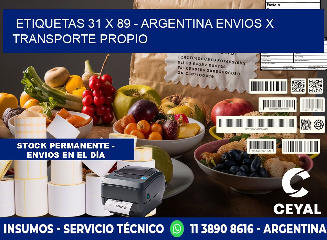 ETIQUETAS 31 x 89 - ARGENTINA ENVIOS X TRANSPORTE PROPIO