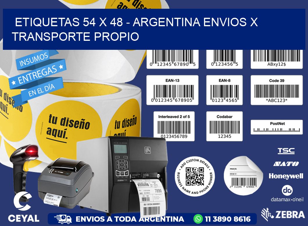 ETIQUETAS 54 x 48 - ARGENTINA ENVIOS X TRANSPORTE PROPIO