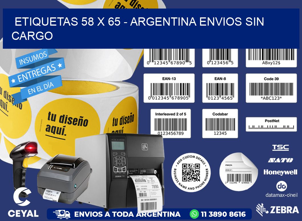 ETIQUETAS 58 x 65 - ARGENTINA ENVIOS SIN CARGO