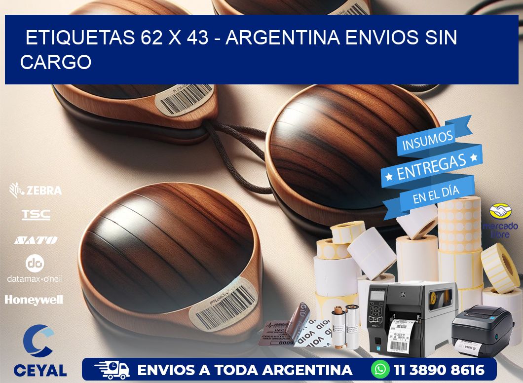 ETIQUETAS 62 x 43 - ARGENTINA ENVIOS SIN CARGO