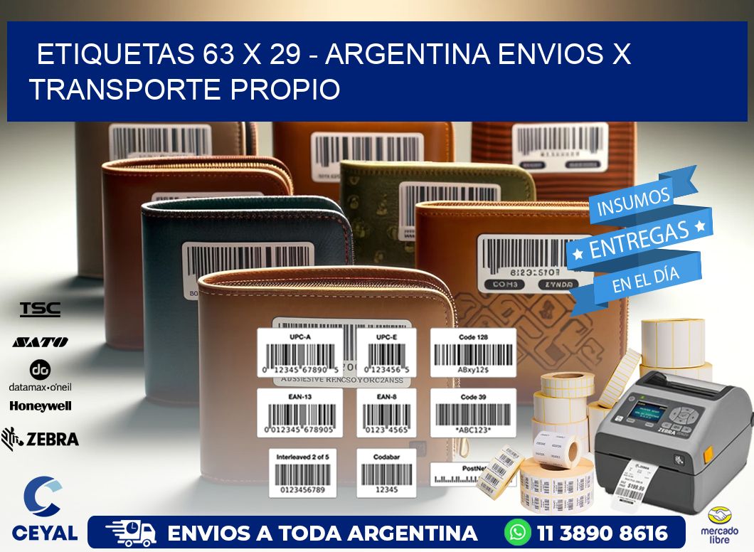 ETIQUETAS 63 x 29 - ARGENTINA ENVIOS X TRANSPORTE PROPIO