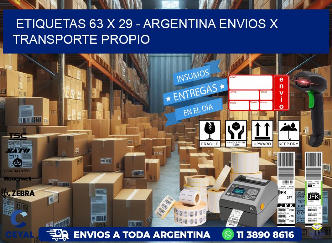 ETIQUETAS 63 x 29 - ARGENTINA ENVIOS X TRANSPORTE PROPIO