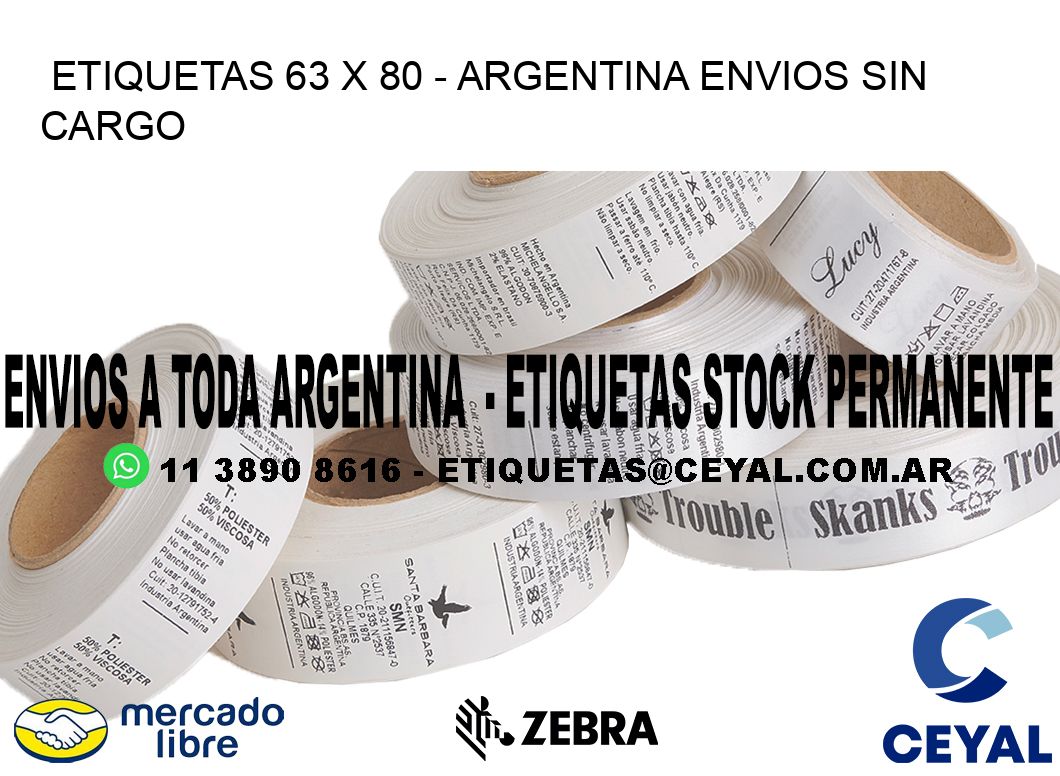 ETIQUETAS 63 x 80 - ARGENTINA ENVIOS SIN CARGO