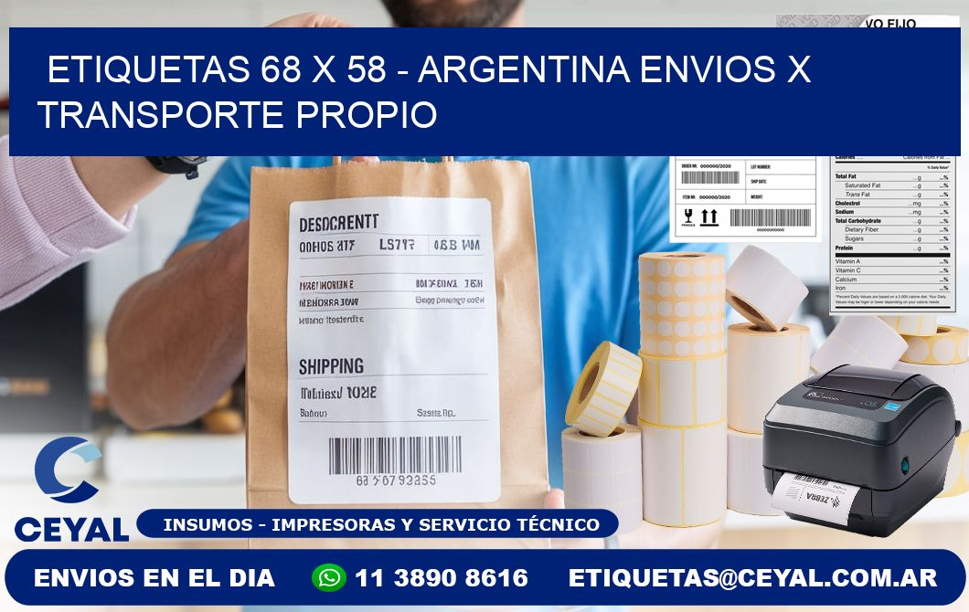 ETIQUETAS 68 x 58 - ARGENTINA ENVIOS X TRANSPORTE PROPIO