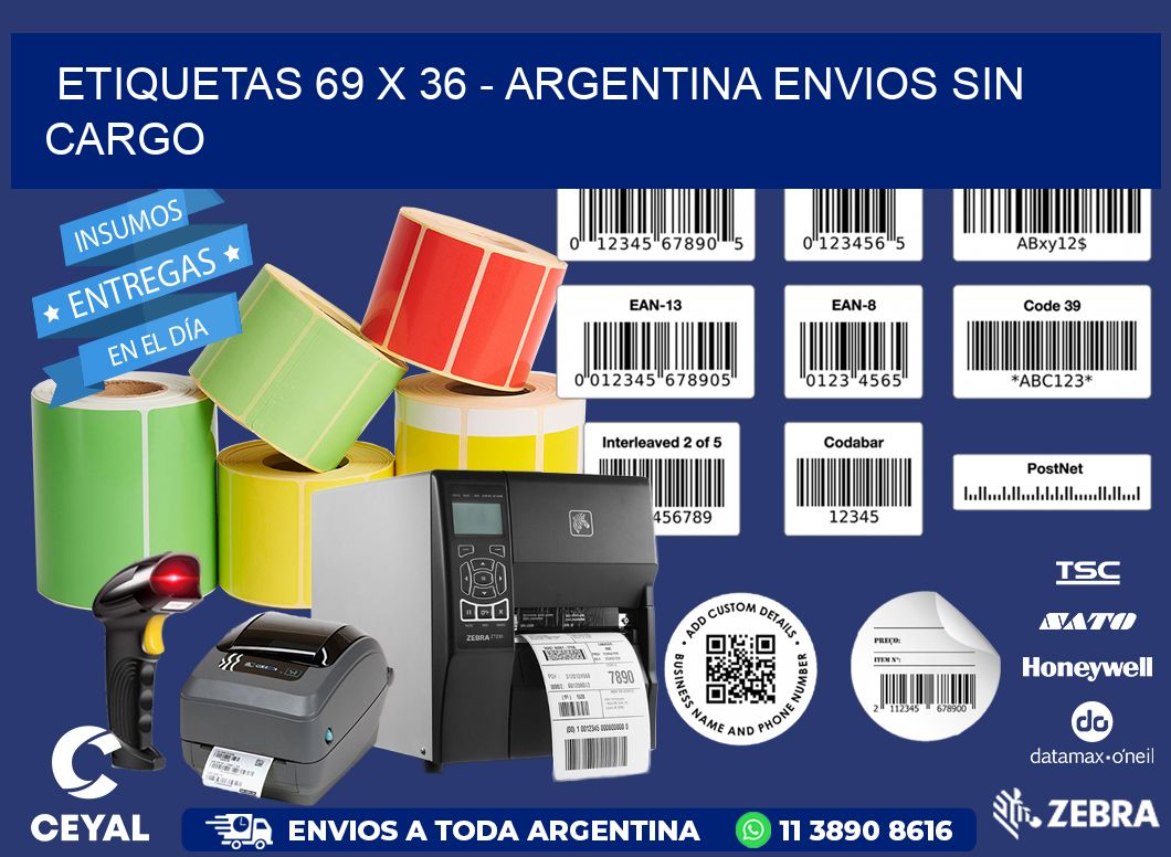 ETIQUETAS 69 x 36 - ARGENTINA ENVIOS SIN CARGO