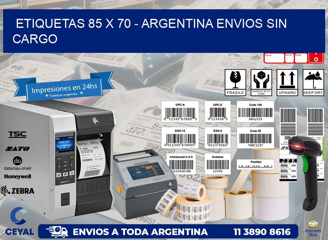 ETIQUETAS 85 x 70 - ARGENTINA ENVIOS SIN CARGO