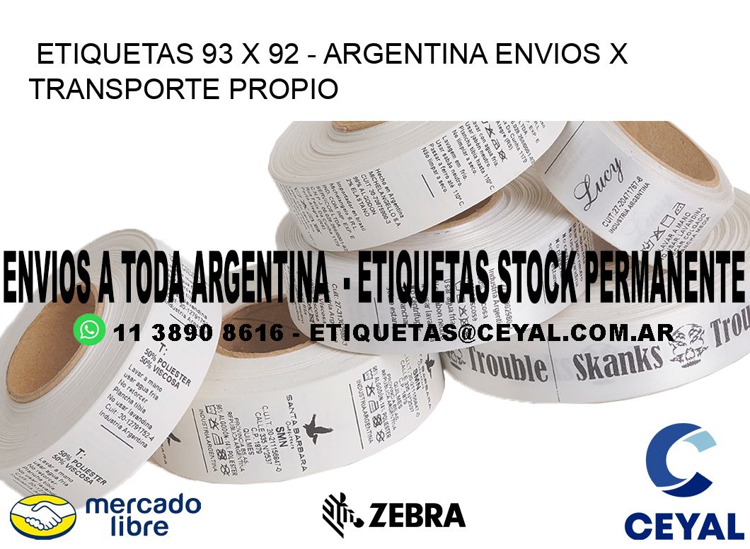 ETIQUETAS 93 x 92 - ARGENTINA ENVIOS X TRANSPORTE PROPIO