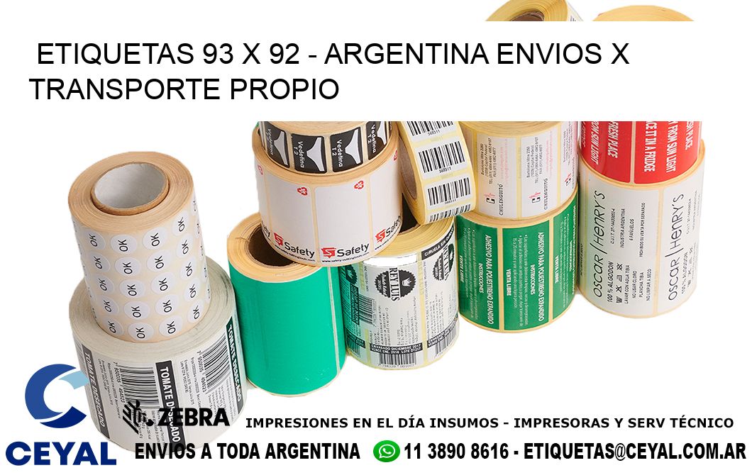 ETIQUETAS 93 x 92 - ARGENTINA ENVIOS X TRANSPORTE PROPIO