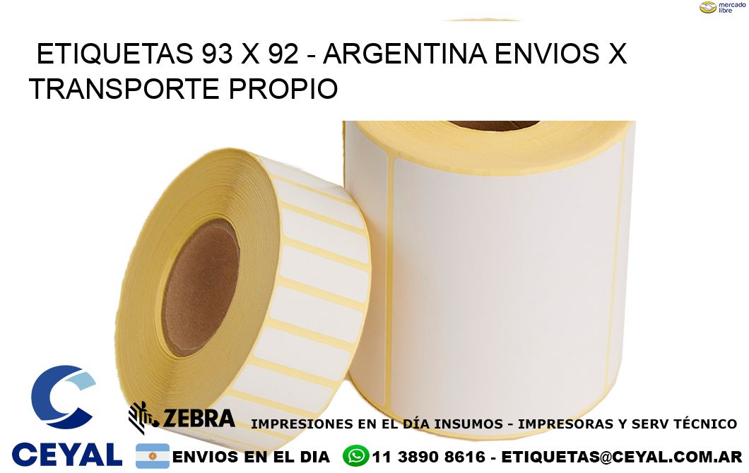 ETIQUETAS 93 x 92 – ARGENTINA ENVIOS X TRANSPORTE PROPIO