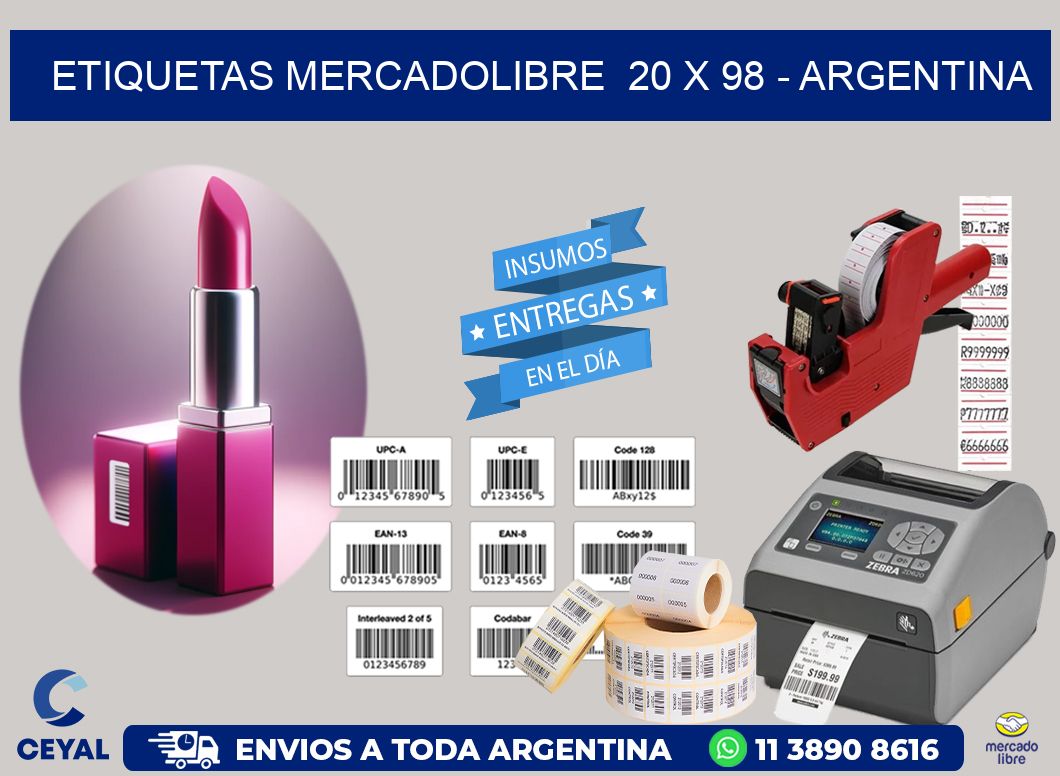 ETIQUETAS MERCADOLIBRE  20 x 98 - ARGENTINA