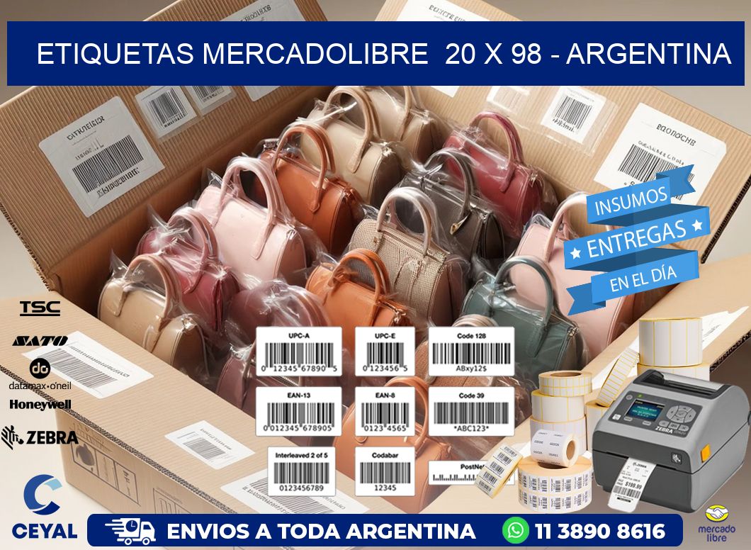 ETIQUETAS MERCADOLIBRE  20 x 98 - ARGENTINA