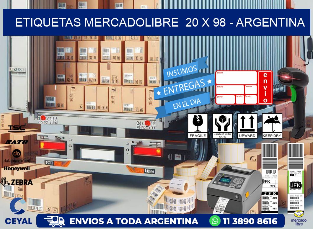 ETIQUETAS MERCADOLIBRE  20 x 98 - ARGENTINA