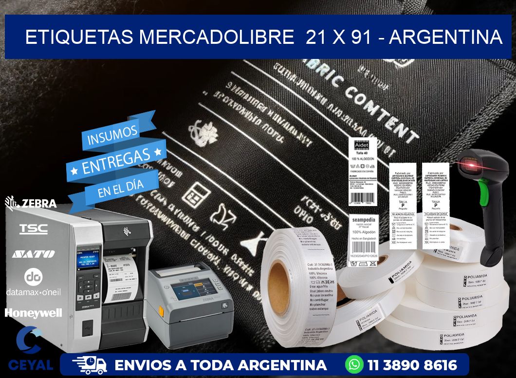 ETIQUETAS MERCADOLIBRE  21 x 91 - ARGENTINA