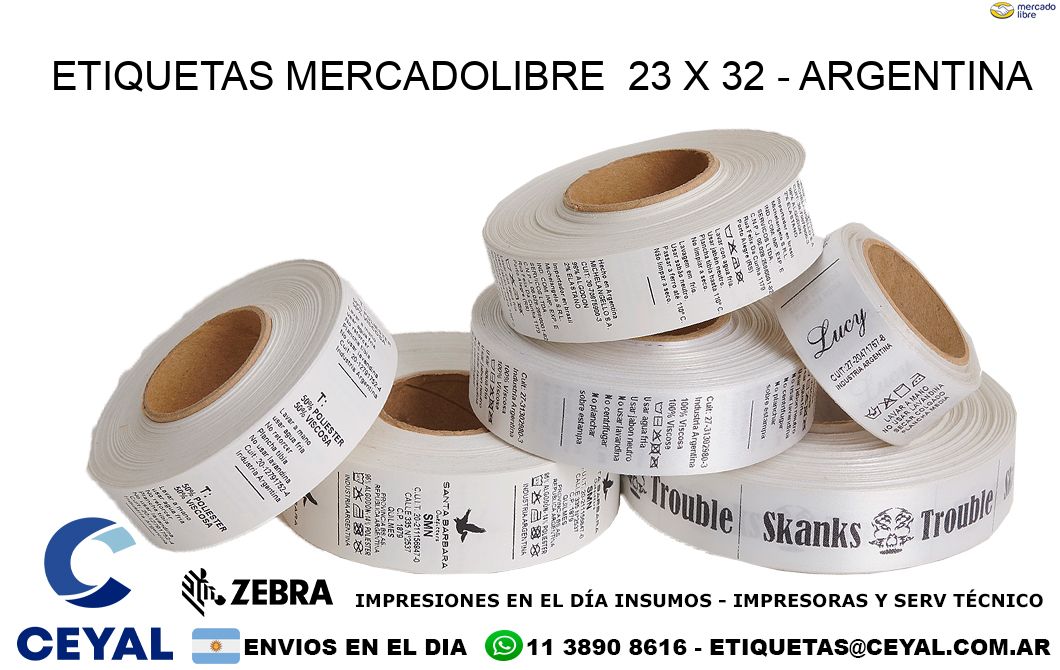 ETIQUETAS MERCADOLIBRE  23 x 32 - ARGENTINA