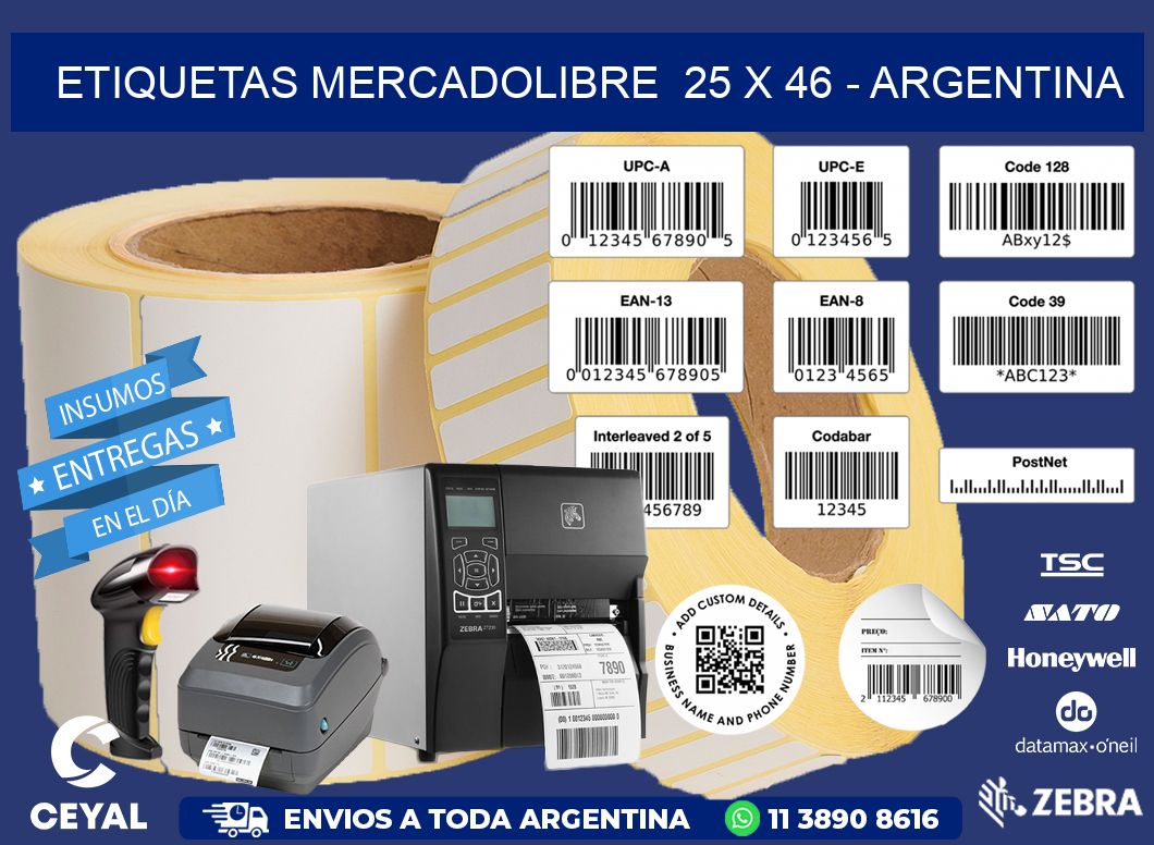 ETIQUETAS MERCADOLIBRE  25 x 46 - ARGENTINA