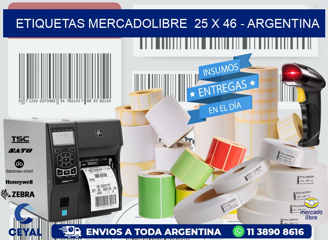 ETIQUETAS MERCADOLIBRE  25 x 46 - ARGENTINA