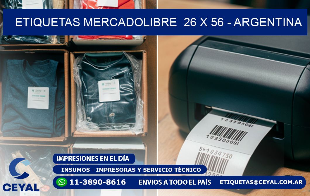 ETIQUETAS MERCADOLIBRE  26 x 56 - ARGENTINA