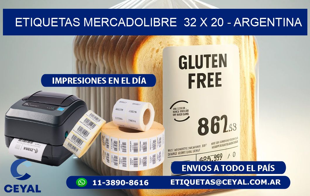 ETIQUETAS MERCADOLIBRE  32 x 20 - ARGENTINA