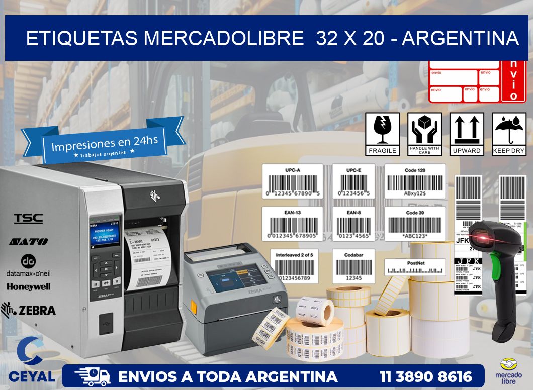 ETIQUETAS MERCADOLIBRE  32 x 20 – ARGENTINA