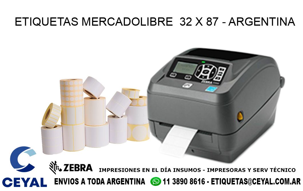 ETIQUETAS MERCADOLIBRE  32 x 87 - ARGENTINA