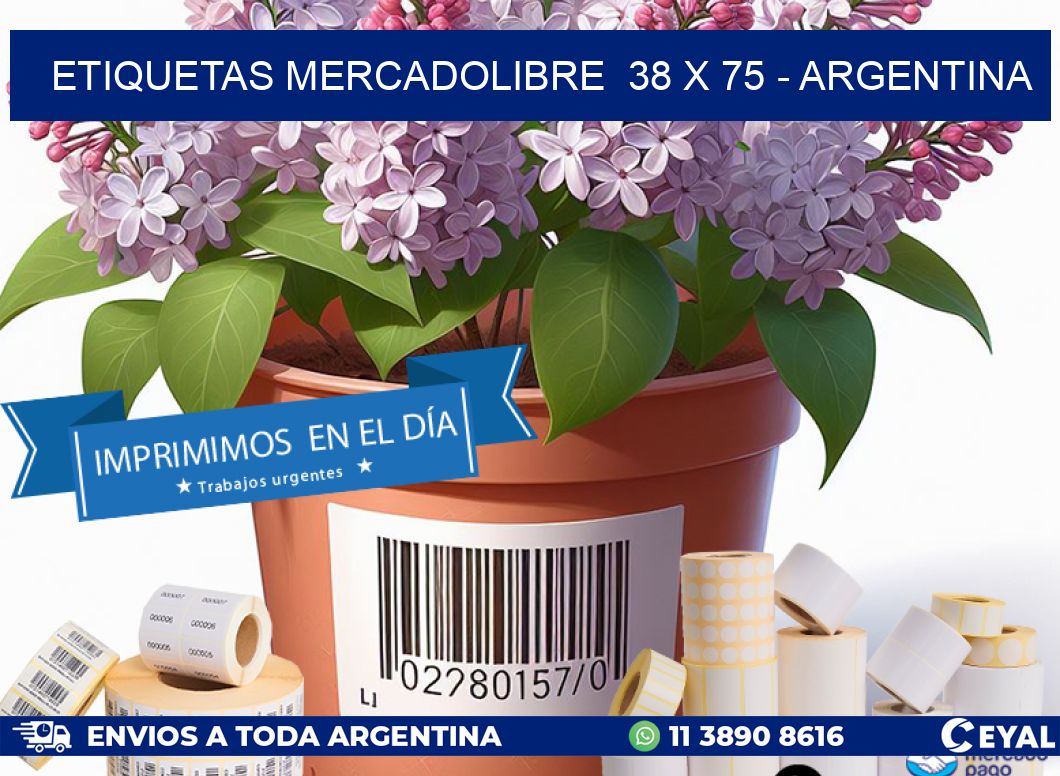 ETIQUETAS MERCADOLIBRE  38 x 75 - ARGENTINA