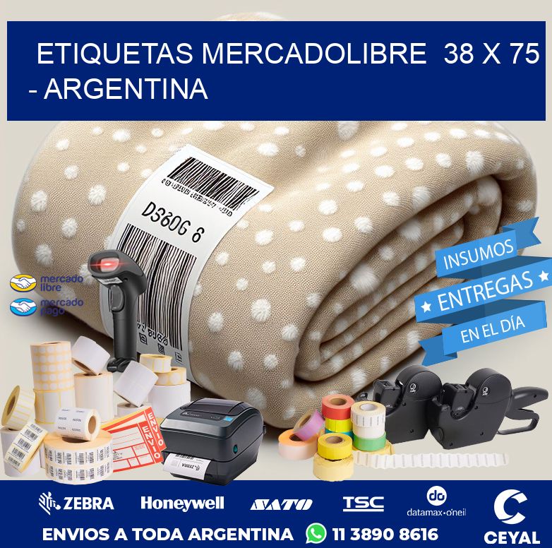 ETIQUETAS MERCADOLIBRE  38 x 75 - ARGENTINA