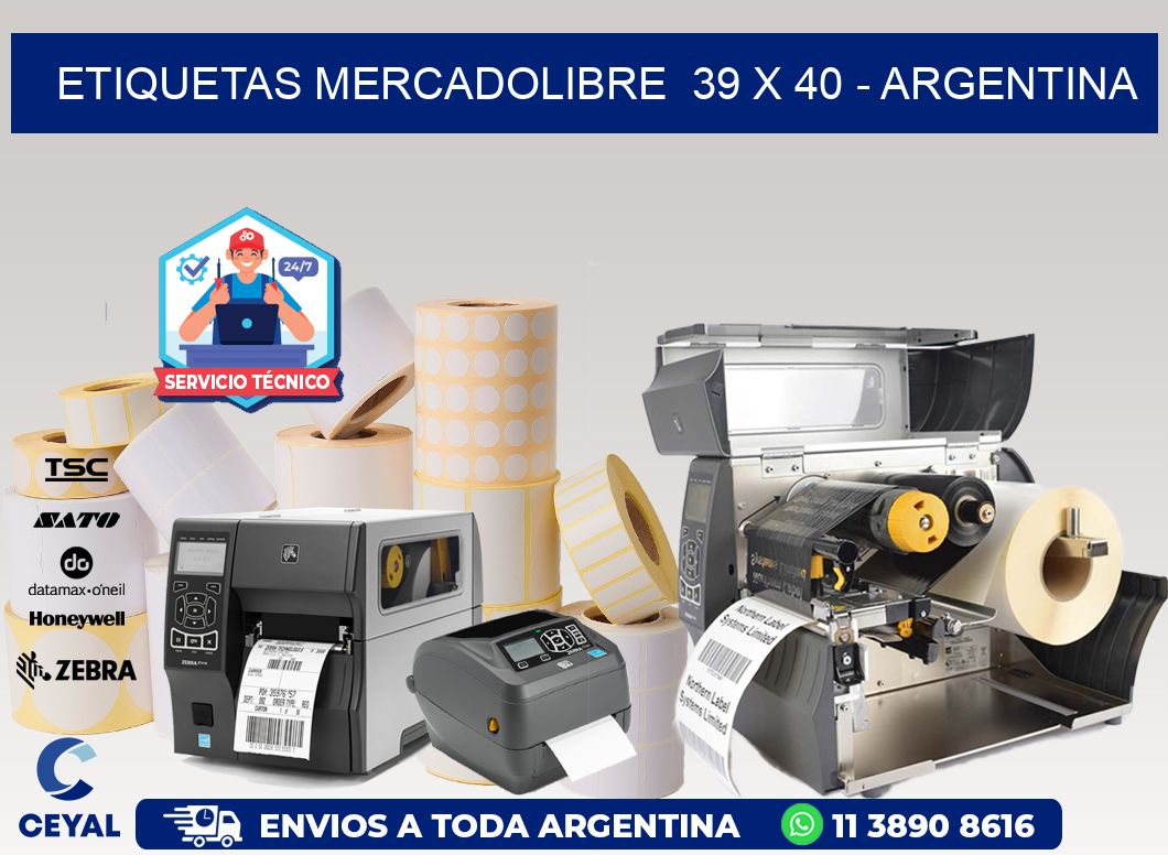 ETIQUETAS MERCADOLIBRE  39 x 40 - ARGENTINA