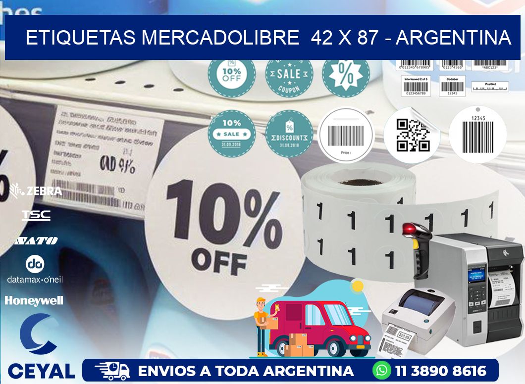 ETIQUETAS MERCADOLIBRE  42 x 87 - ARGENTINA