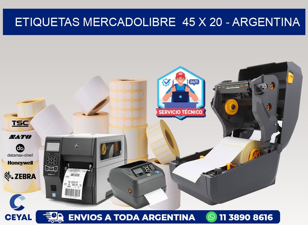 ETIQUETAS MERCADOLIBRE  45 x 20 - ARGENTINA