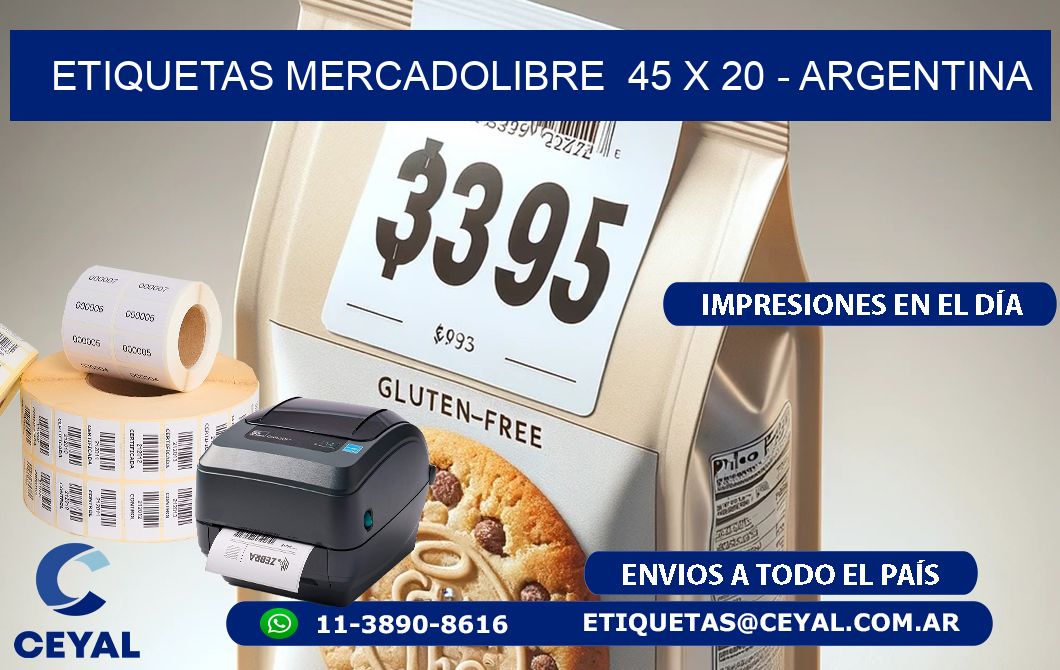 ETIQUETAS MERCADOLIBRE  45 x 20 - ARGENTINA