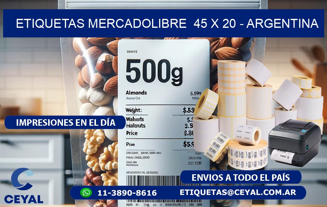 ETIQUETAS MERCADOLIBRE  45 x 20 - ARGENTINA